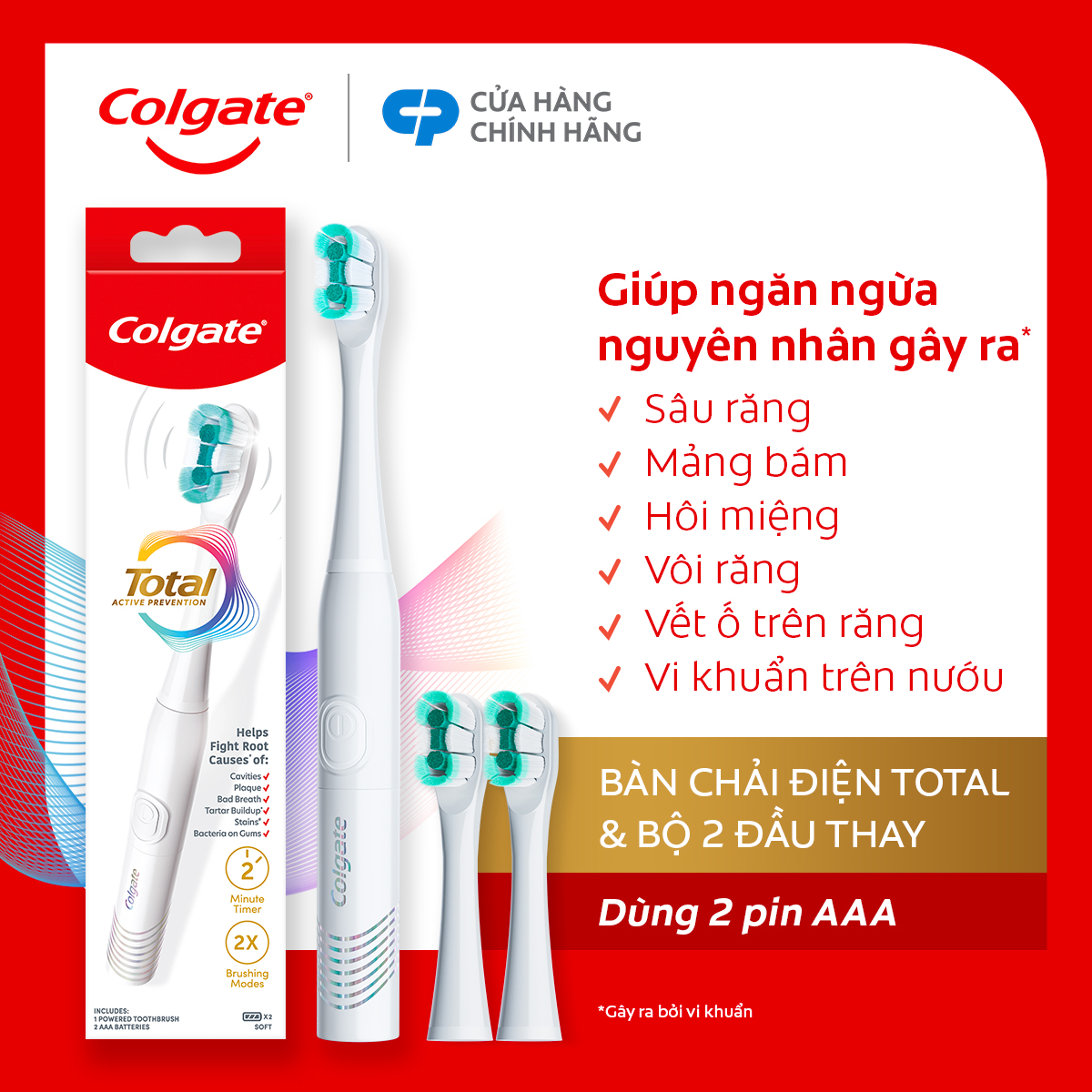  Bàn chải điện Colgate Total dùng pin công nghệ tạo bọt nhanh ngăn ngừa 6 vấn đề răng miệng phổ biến 