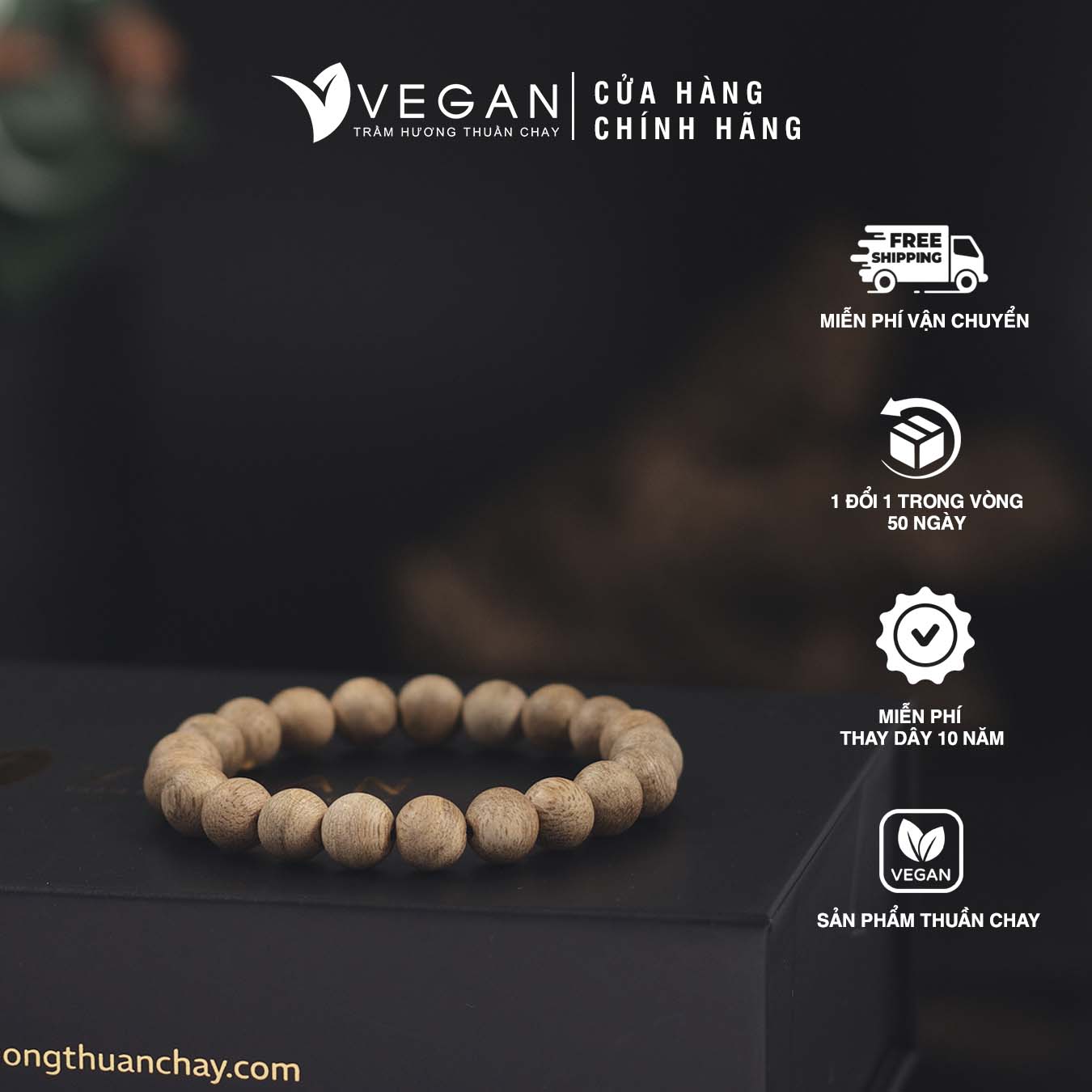 Vòng tay VEGAN Trầm Hương tốc kiến 6mm 21 hạt cho bé