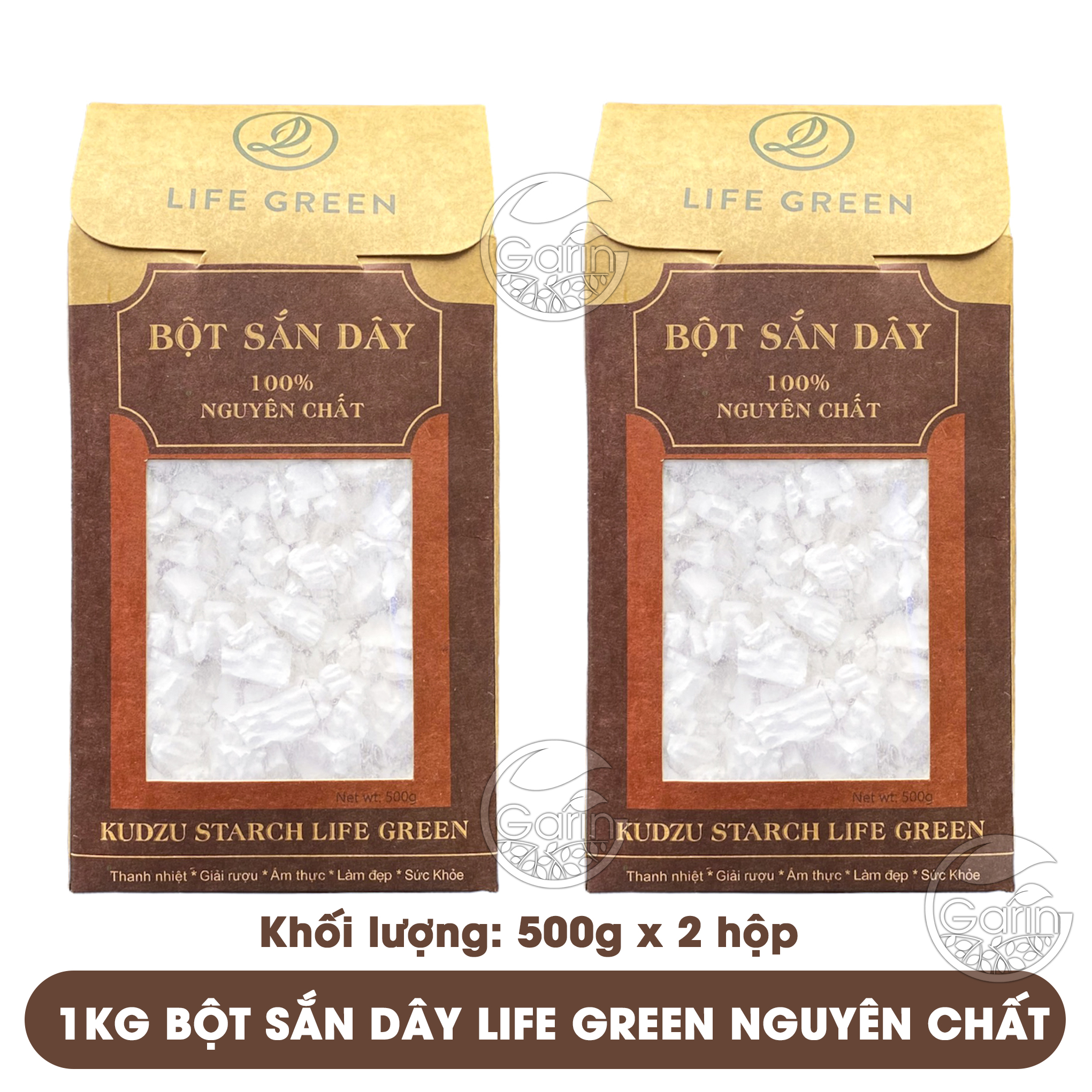Bộ 2 hộp Bột sắn dây Life Green nguyên chất 100% (500g x 2) giúp thanh nhiệt, giải độc, mát gan, làm đẹp da, tăng vòng 1 Mỹ Phẩm Sỉ Emer