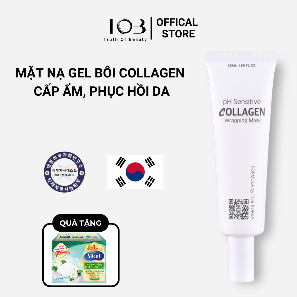Mặt nạ gel bôi collagen cấp ẩm phục hồi tob ph sensitive collagen wrapping mask 50ml