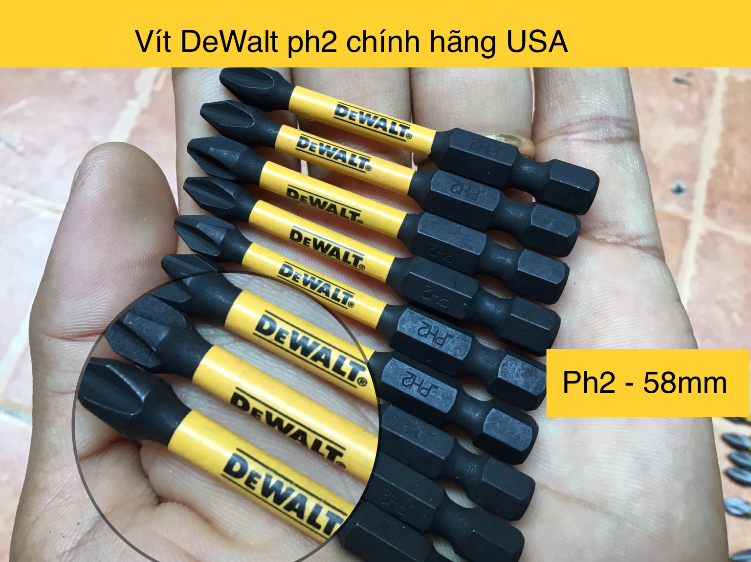Bộ 10 mũi vít dewalt nhập ph2-58mm