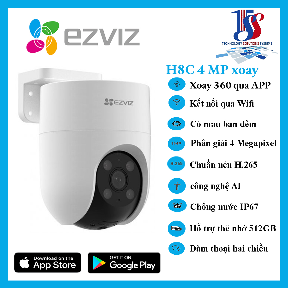 Camera wifi ngoai trời,camera Ezviz H8C 2K độ phân giải 4 megapixel