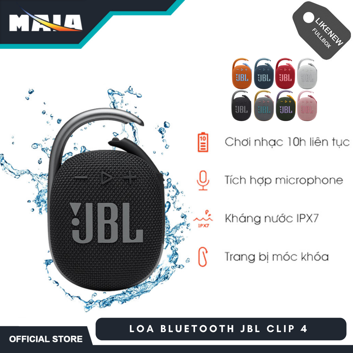 Loa bluetooth di động - loa bluetooth jbl clip 4 - loa nghe nhạc công suất lớn 5w bass mạnh kháng nước và bụi ip67 chất âm jbl original pro sound thể hiện trọn vẹn mọi âm sắc bluetooth v5.1...vv