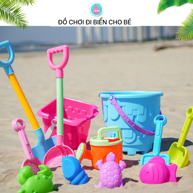 Đồ chơi đi biển, bộ xúc cát đi biển cho bé từ 3 tuổi trở lên với xô xây