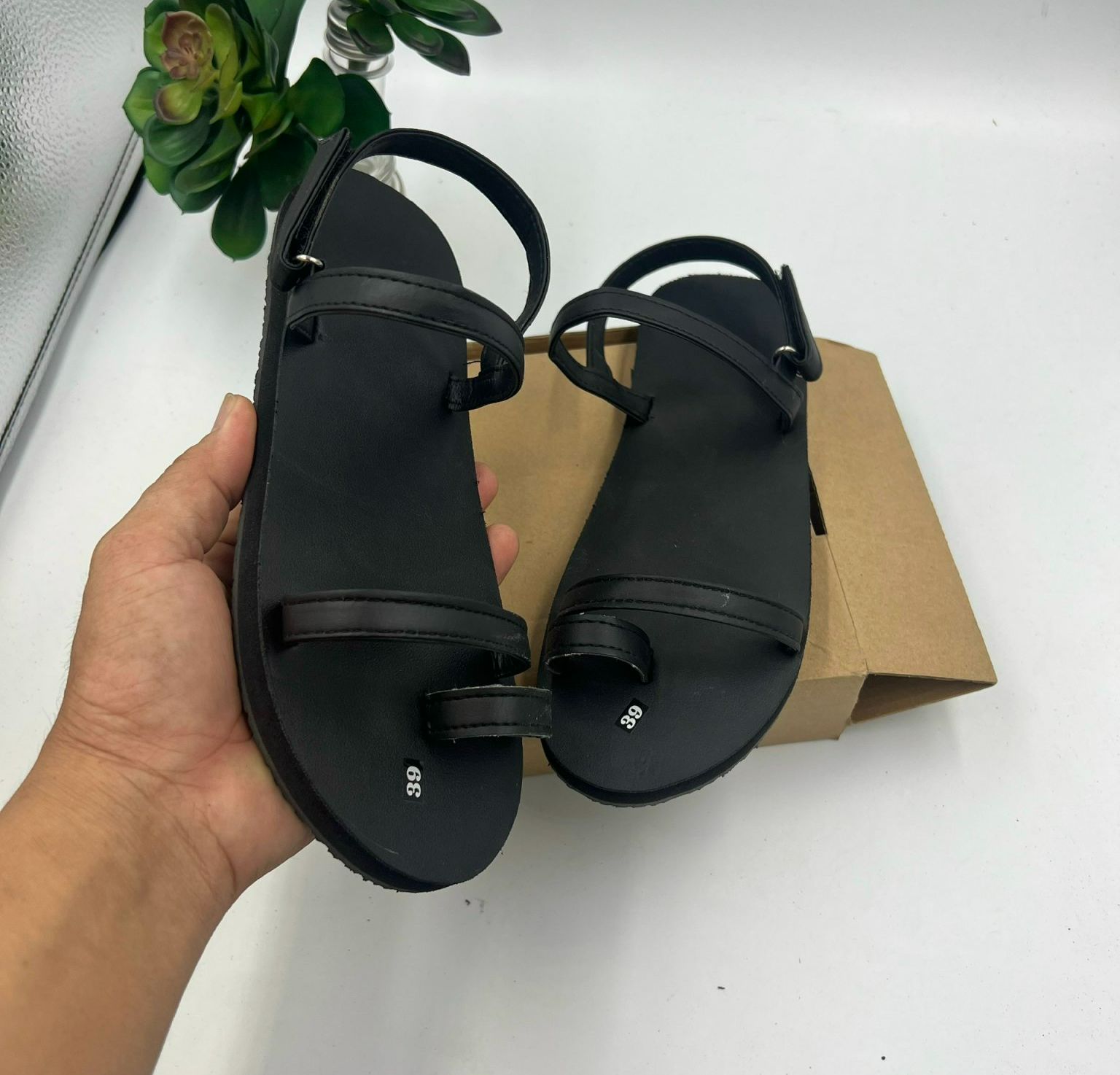 Dép sandal nam nữ A20 sát ngón đen