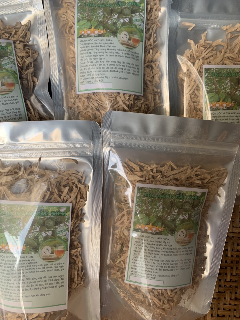 Trà mãng cầu xiêm, mãng cầu thái sợi, gói 100 - 500g trà mãng cầu sấy khô, thơm ngon, tim mạch, tiêu hóa, tốt cho gan