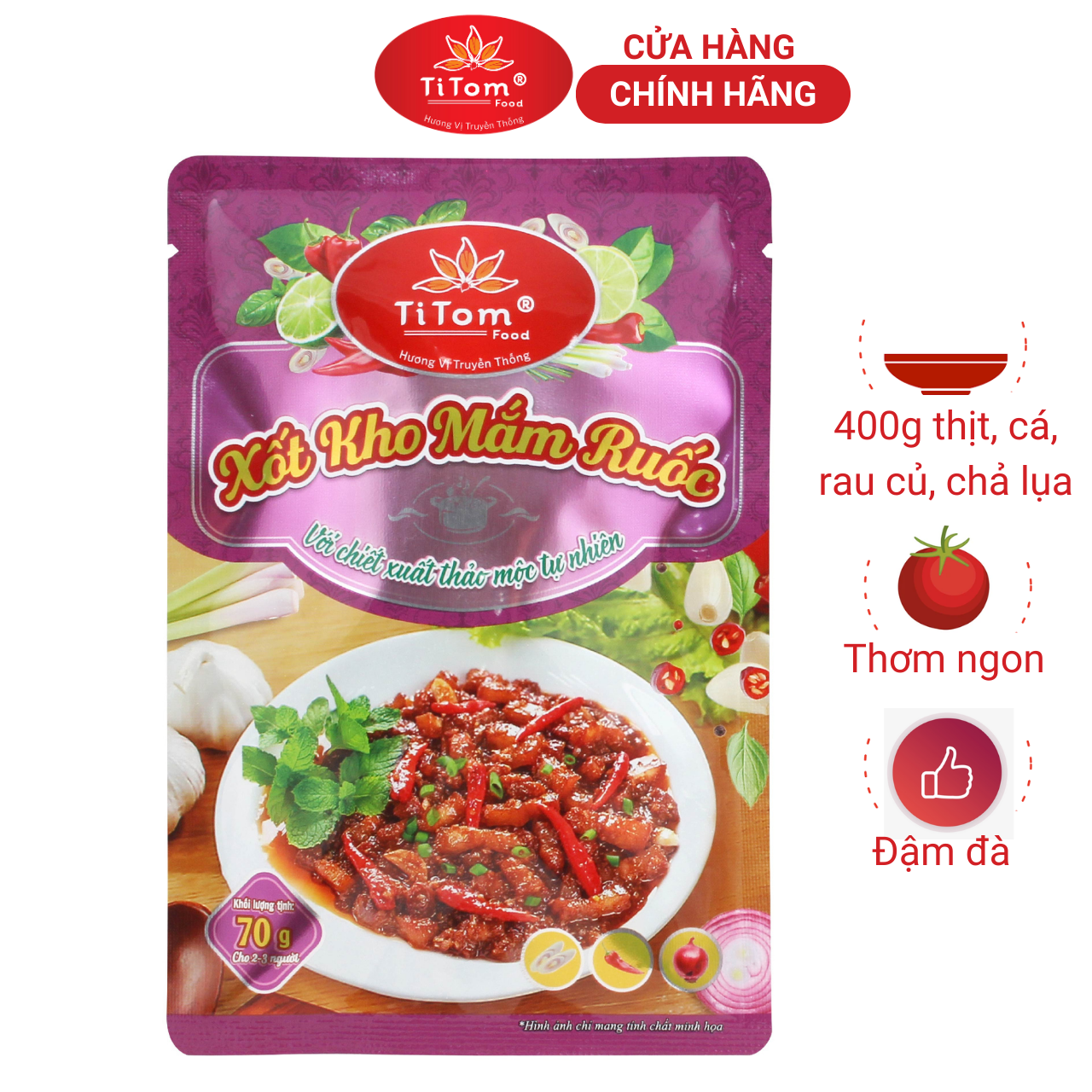 Gia vị kho mắm ruốc Titom gói 70g dạng xốt dùng nấu, kho, xào, rim mắm ruốc, kho quẹt mắm ruốc