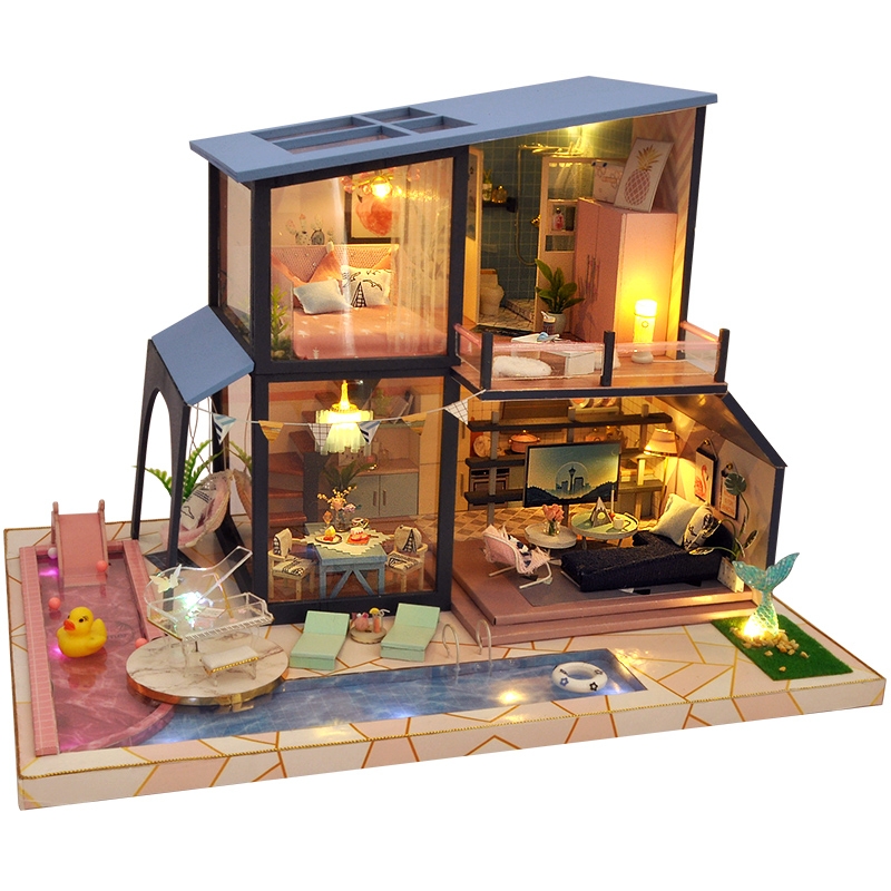 Kèm mica, keo dán và cót nhạc - mô hình nhà gỗ lắp ráp diy- tb17 legand of mermaid