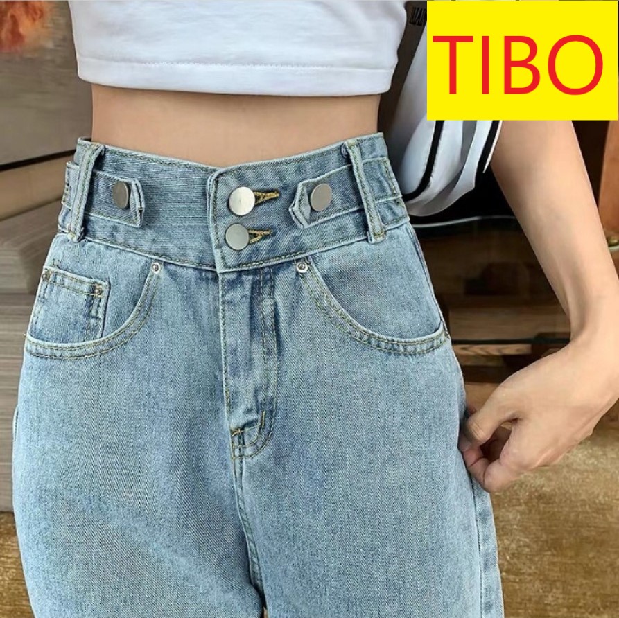 [ FREESHIP, HÀNG ĐẸP ] QUẦN BAGGY JEAN NỮ LƯNG CAO MÀU XANH CAO CẤP TIBO 2 NÚT 2 ĐAI PHONG TRẦN CÁ TÍNH