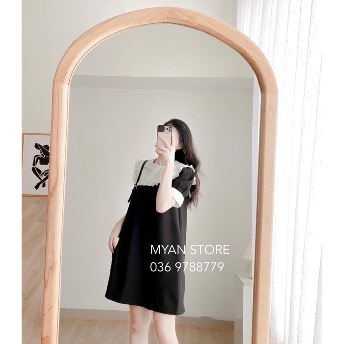 Váy đen cổ thuỷ thủ trắng viền ren Vvn062110