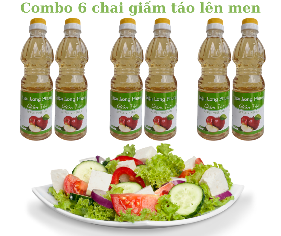Giấm Táo Cao Cấp 500ml - Combo 6 Chai Giấm Long Phụng, Thơm ngon an toàn.