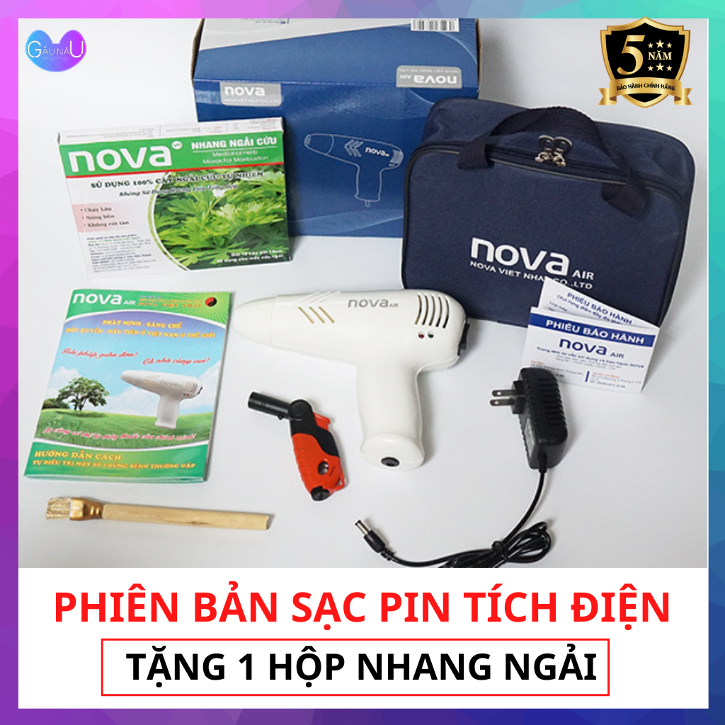 Máy cứu ngải nova bản sạc pin - máy xông cứu ngải hải phòng mẫu mới 2020 cải tiến buồng tăng áp - tặng kèm gói nhang ngải cứu, hỗ trợ giảm đau lưng, xương khớp, máy xông ngải cứu chính hãng