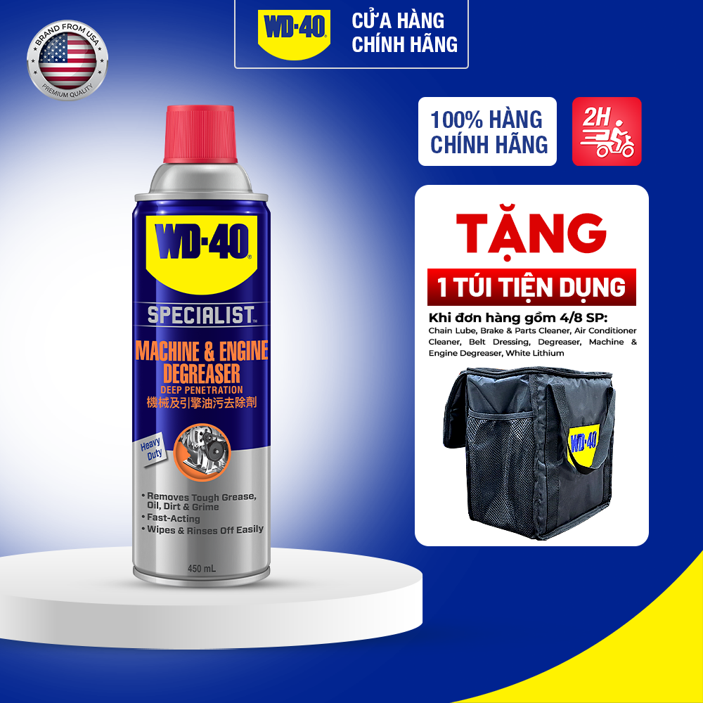 Dung Dịch Tẩy Rửa Lốc Máy Mạnh Mẽ WD 40 Machine & Engine Degreaser Chất Tẩy Rửa Dầu Nhớt Chính Hãng 450ml Giá 199,000 Đồng*Miễn phí vận chuyển