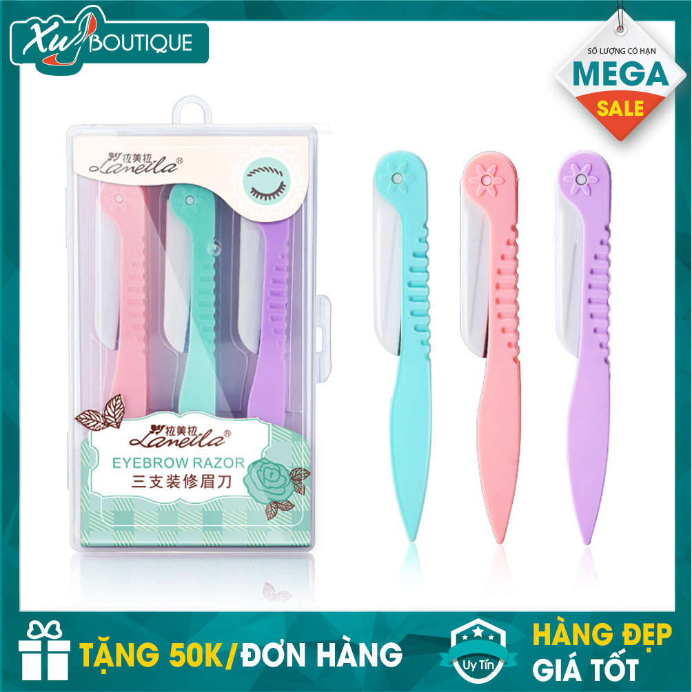 Bộ Hộp 3 Bộ Dao Cạo, Tỉa Lông Mày Tóc Mái Lameila Loại Tốt