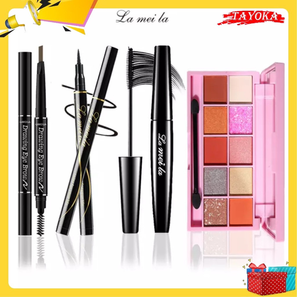 ∈  Bộ trang điểm mắt💙KÈM QUÀ TẶNG💙LAMEILA 4 món trẻ trung cuốn hút bộ makeup mắt set trang điểm Phấn mắt 10 ô TAYOKA