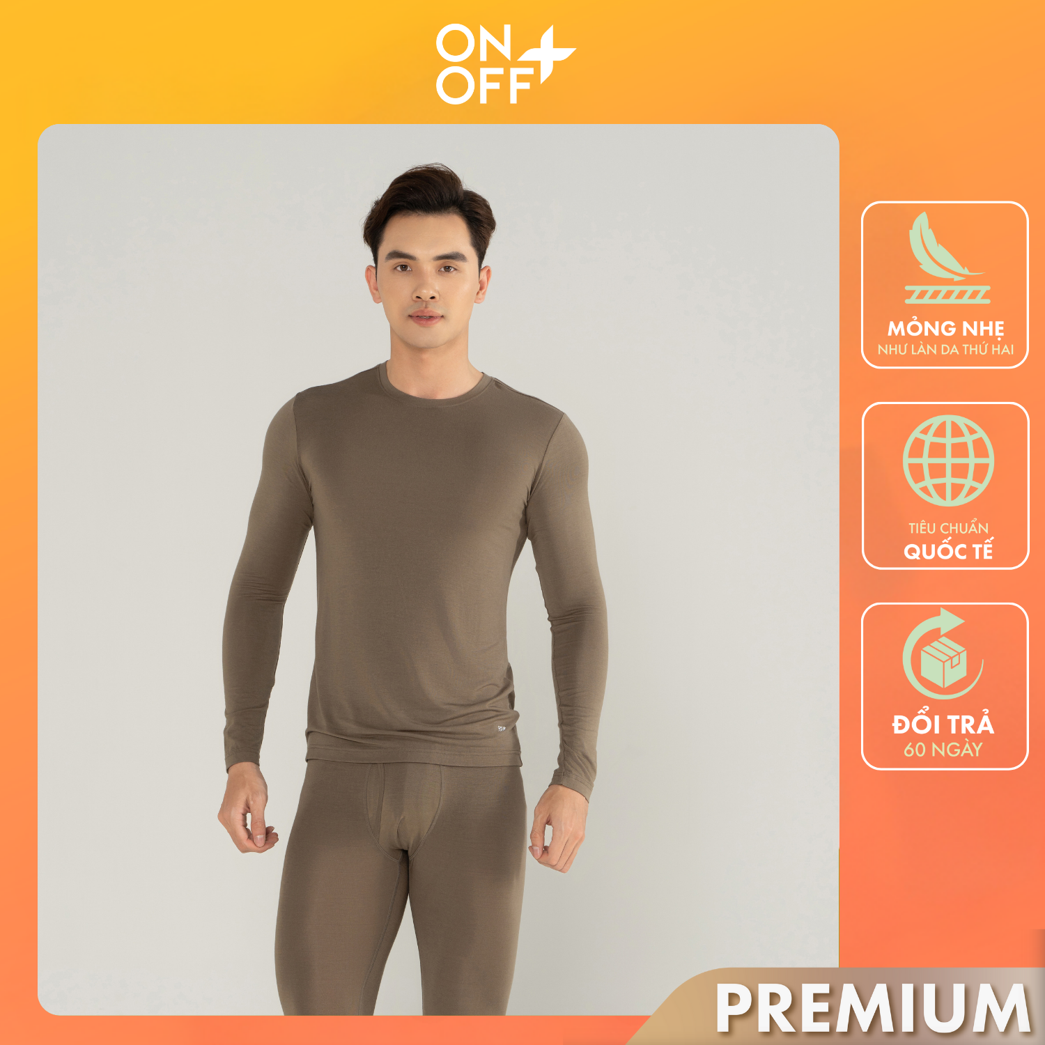 Áo giữ nhiệt nam cổ tròn Heat Plus ONOFF mềm nhẹ ôm sát giữ nhiệt mùa đông- 18IT24W002