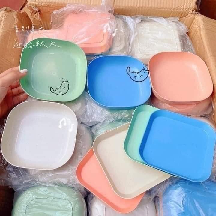 Set 8 đĩa đựng thức ăn cute làm từ lúa mạch