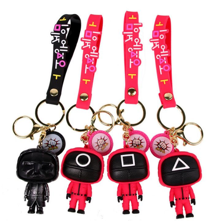Móc chìa khóa trò chơi con mực Squid Game siêu cute treo chìa khóa xe máy, ô tô, balo