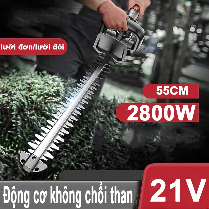 Máy tỉa hàng rào 2800W,Máy cắt hàng rào pin 21V,Máy cắt tỉa hang rào dùng chân pin phổ thông,Máy tỉa cây cảnh cầm tay 55CM