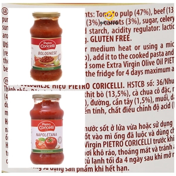 Sốt mỳ ý rau, bò bằm pietro coricelli 350gr - cty bát muội