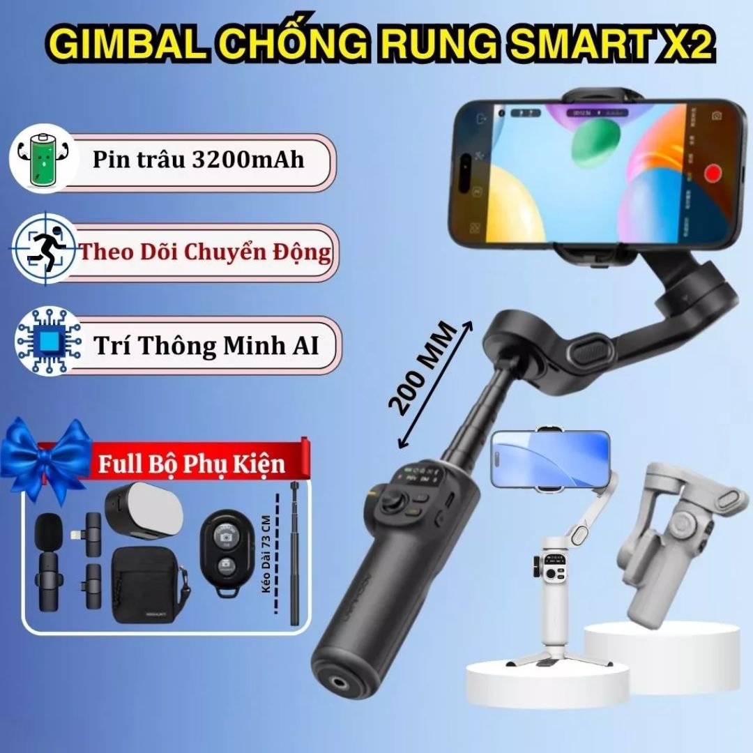  Gimbal AOCHUAN Smart X2 Gimbal Chống Rung Điện Thoại 3 Trục Tay Cầm Quay Video Chụp Ảnh Có Thể Kéo Dài 