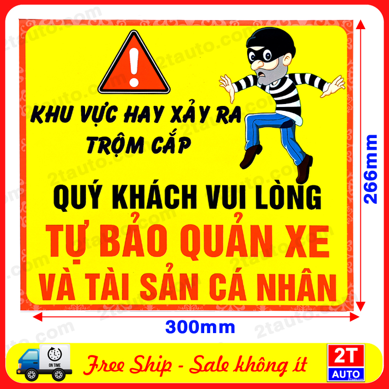 Logo tấm dán sticker nhắc nhở xảy ra trộm cắp khách hàng tự bảo quản xe và tài sản cá nhân hành lý đồ đạc cá nhân