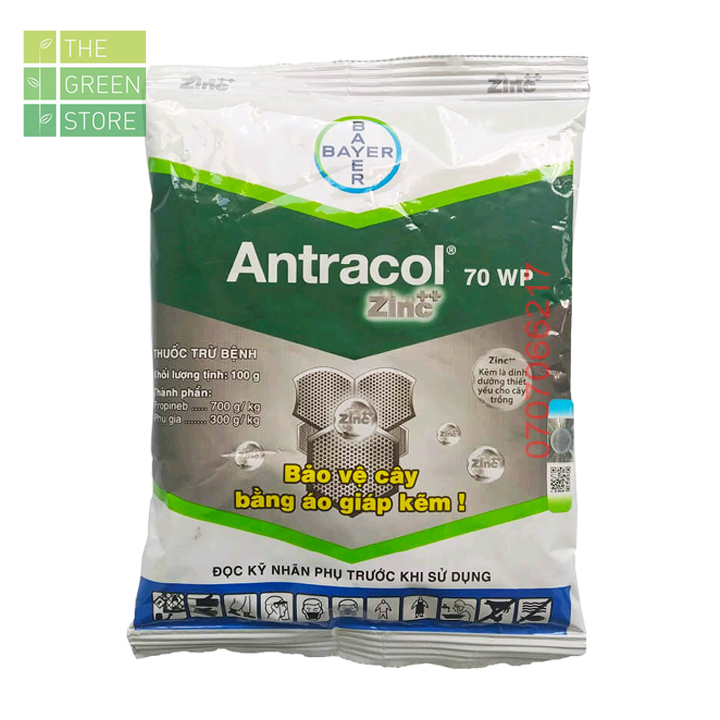 ANTRACOL 70WP (100g) - Thuốc trừ nấm có bổ sung vi lượng kẽm cho hoa lan, hoa hồng, mai, hoa kiểng, rau màu, cây ăn trái