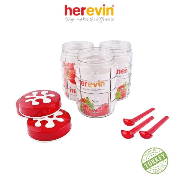 Bộ 2 Hũ Thủy Tinh Herevin Tròn Sọc Nắp Decor 1.5L - HEHU135902-803 [GIAO MÀU NGẪU NHIÊN]