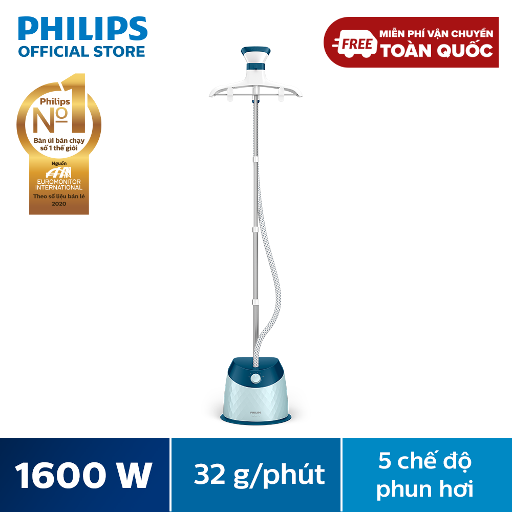 Bàn Ủi Hơi Nước Đứng Philips GC518/29 (1350- 1600W) Xanh Ngọc-Hàng Phân Phối Chính Hãng