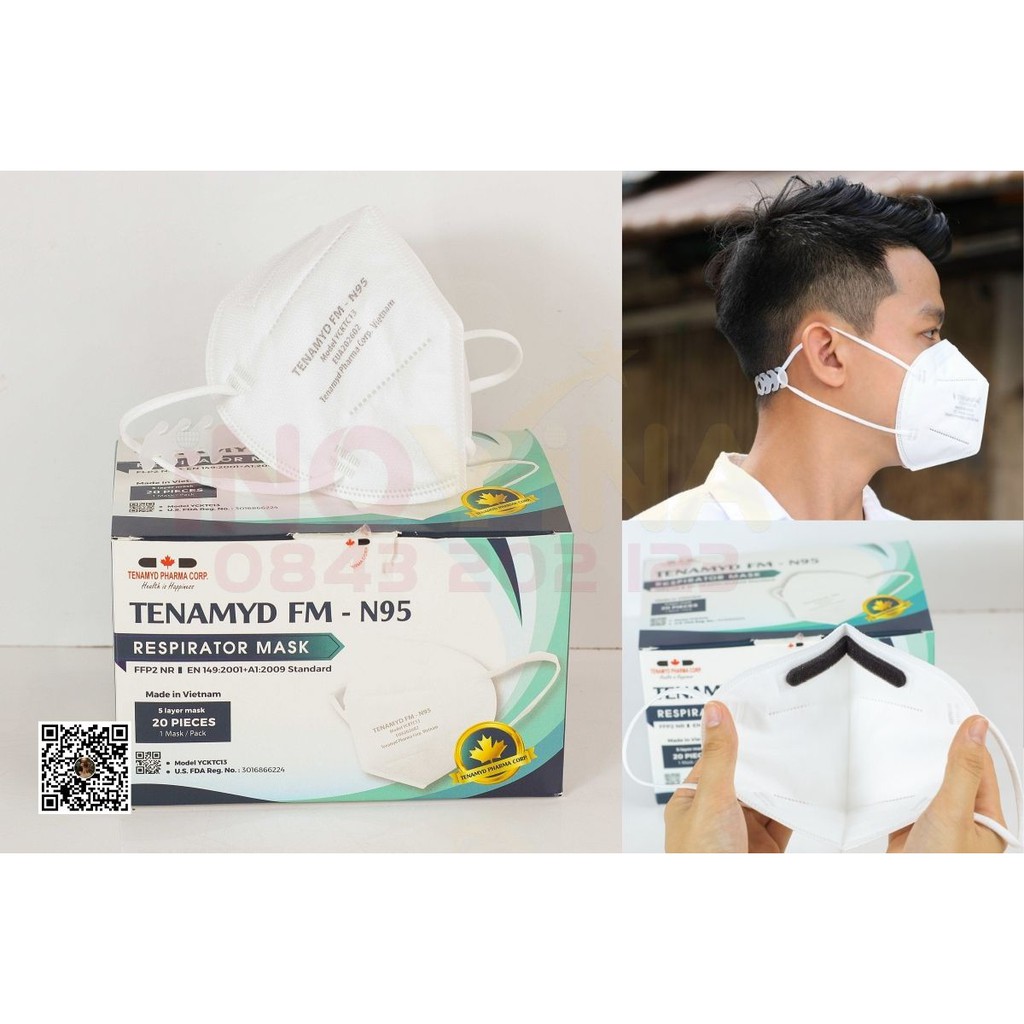 Khẩu trang Y tế N95 Tenamyd FM - Khẩu trang N95 cao cấp 5 lớp kháng khuẩn hộp – Cleantek
