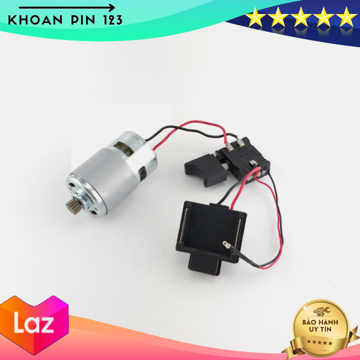 Motor 775 18v 16 răng kèm công tắc điều tốc và chân gài pin cho máy khoan 13mm chân Makita 18v