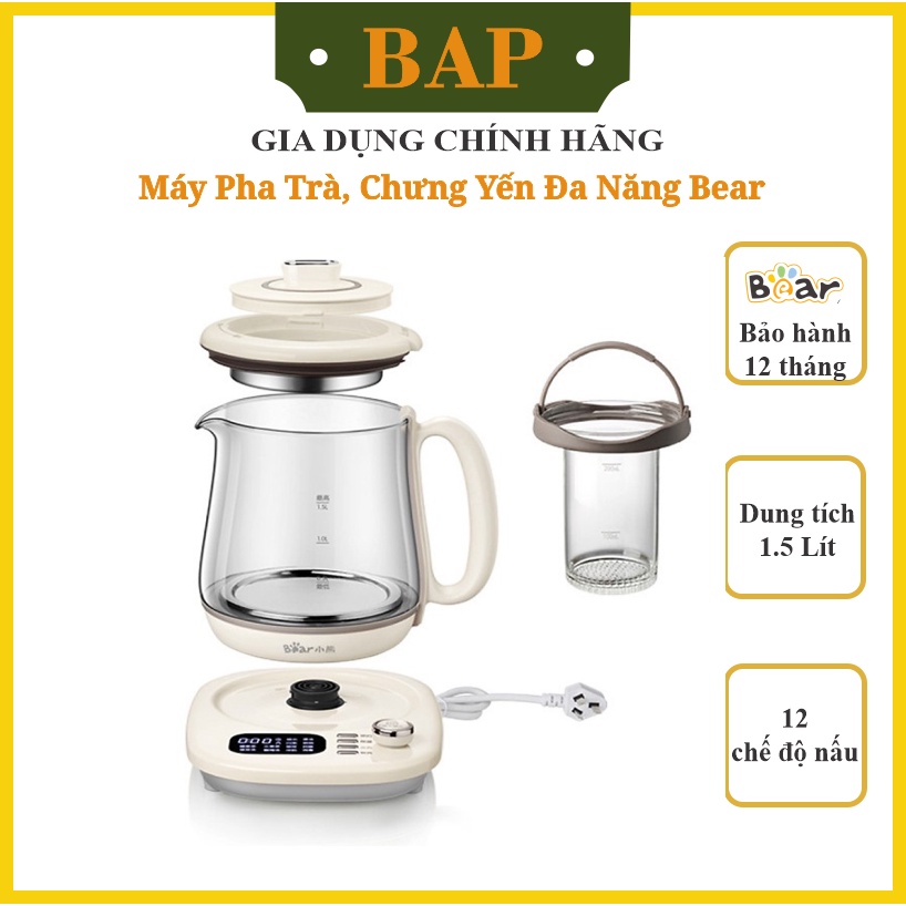 Máy Pha Trà Tự Động Chưng Yến Hầm Canh Nấu Cháo Đa Năng 12 Chế Độ Nấu, bảo hành 12 tháng.