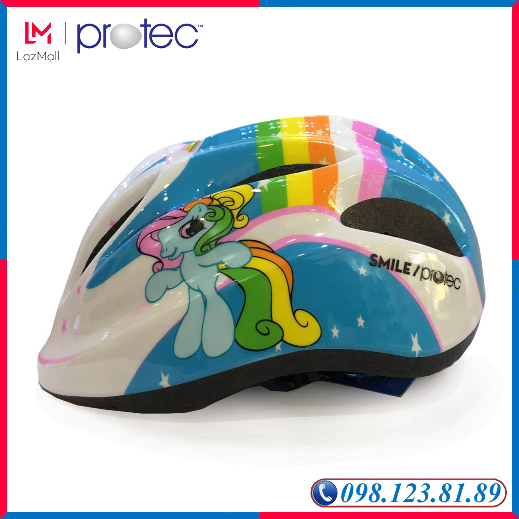 Mũ Bảo Hiểm Xe Đạp Trẻ Em Tiêu Chuẩn Châu Âu, Mũ Bảo Hiểm Chơi Thể Thao Protec Smile WT - 024, Có Vòng Chỉnh Size, Đèn Chiếu Hậu Phía Sau, Họa Tiết Disney Ngựa Pegasus Thần Thoại - PROTEC HELMET
