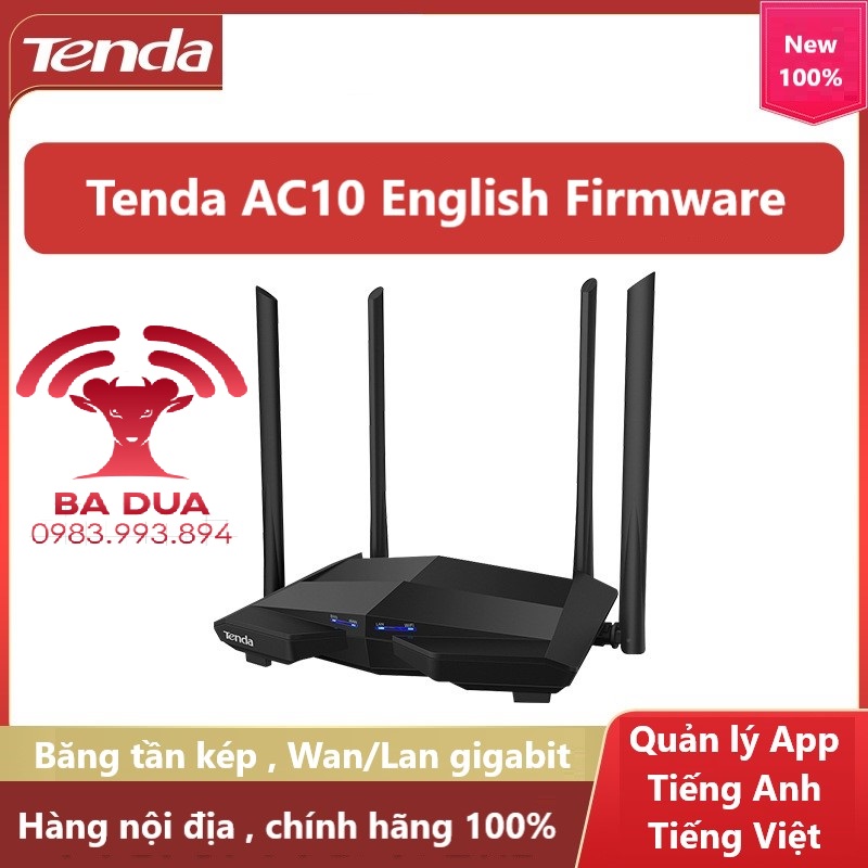 Bộ phát wifi router wifi gigabit tenda ac10 ac1200