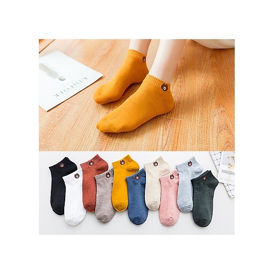 Combo 10 đôi tất gấu, hoa cúc cổ ngắn