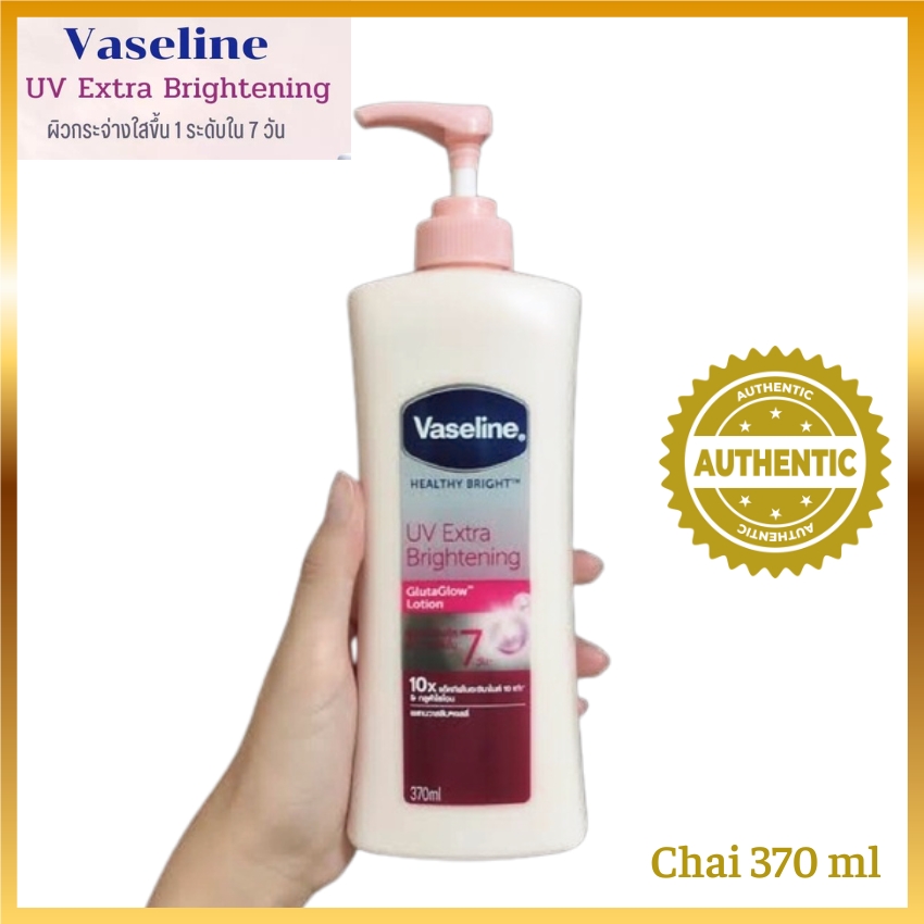 Sữa dưỡng thể Vaseline 10X Healthy White UV Lightening chai 370ml, Vaseline Thái