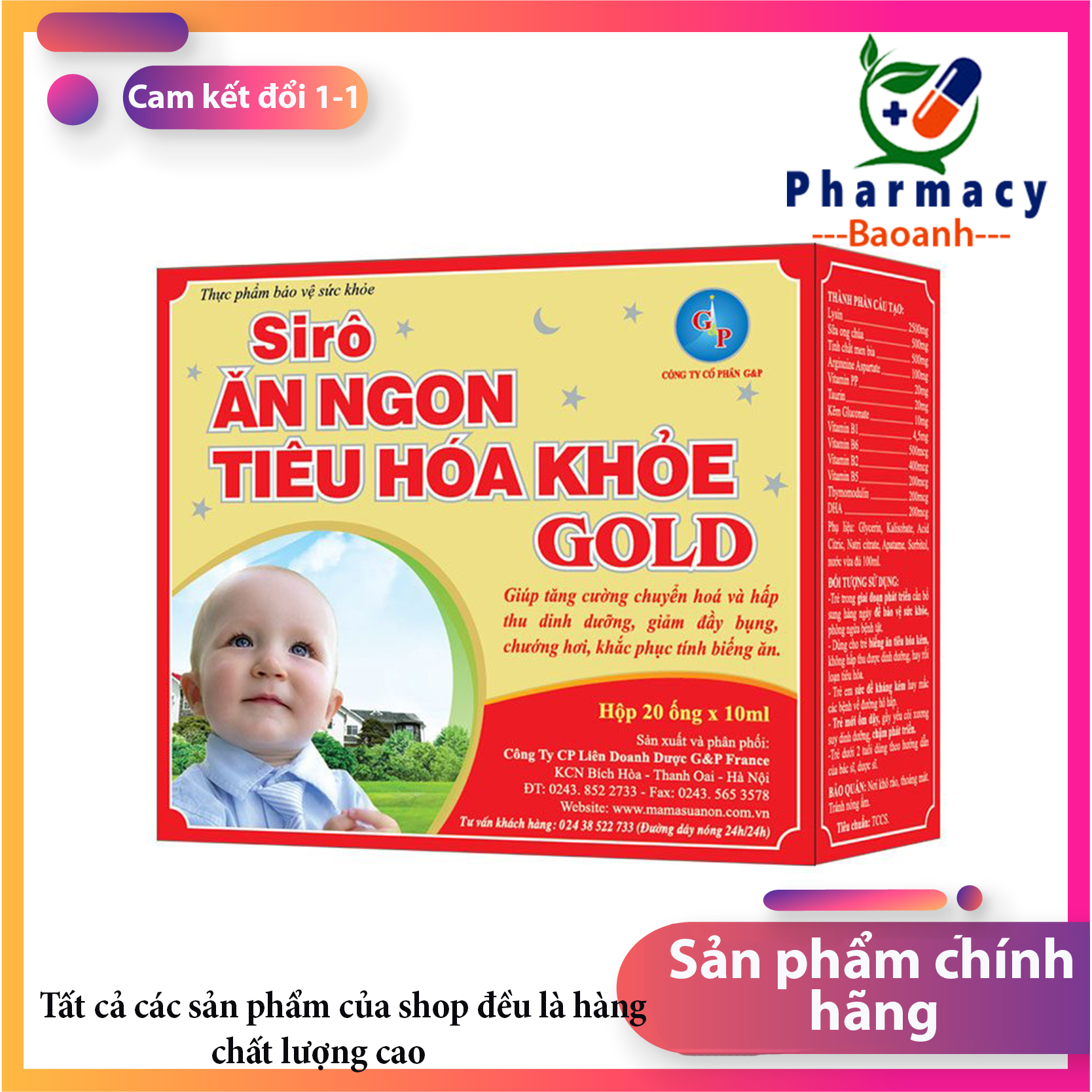 Siro ăn ngon tiêu hóa khỏe gold G&P- giúp bé ăn ngon hơn, hết biếng ăn, tăng cường hệ tiêu hóa, giúp bé khỏe mạnh - Hàng chính hãng - Đánh giá 5 sao - chất lương cao