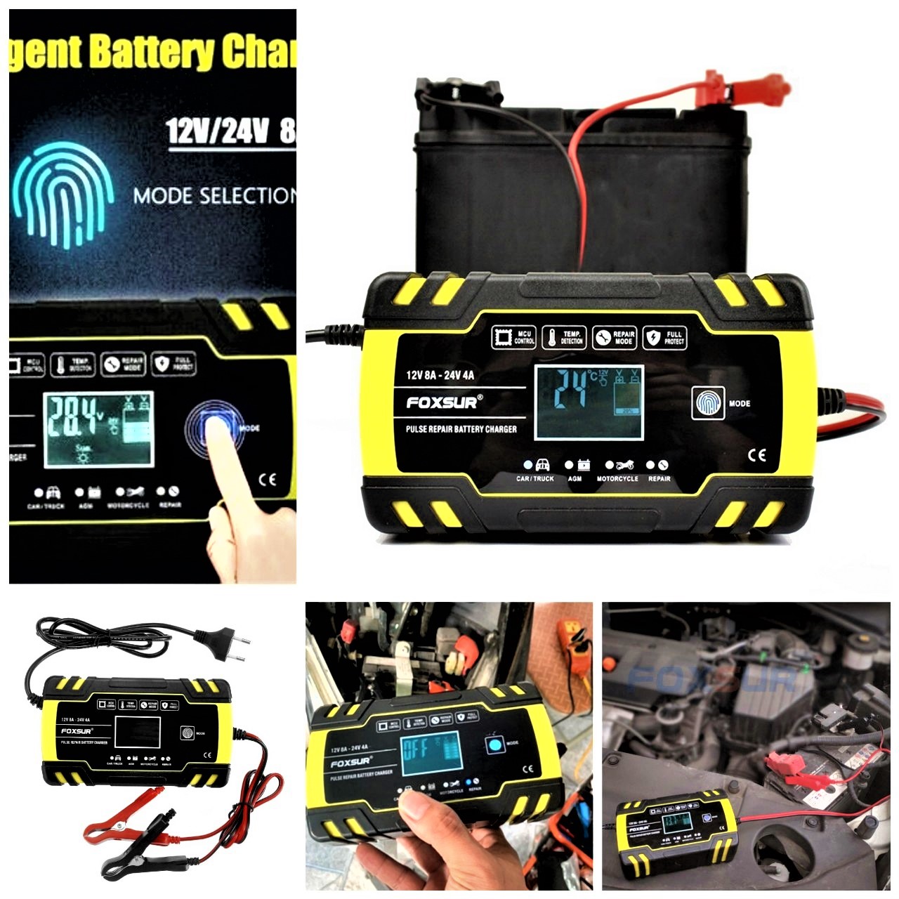 Máy sạc ắc quy có khử sufat phục hồi bảo vệ ắc quy 12v-24v