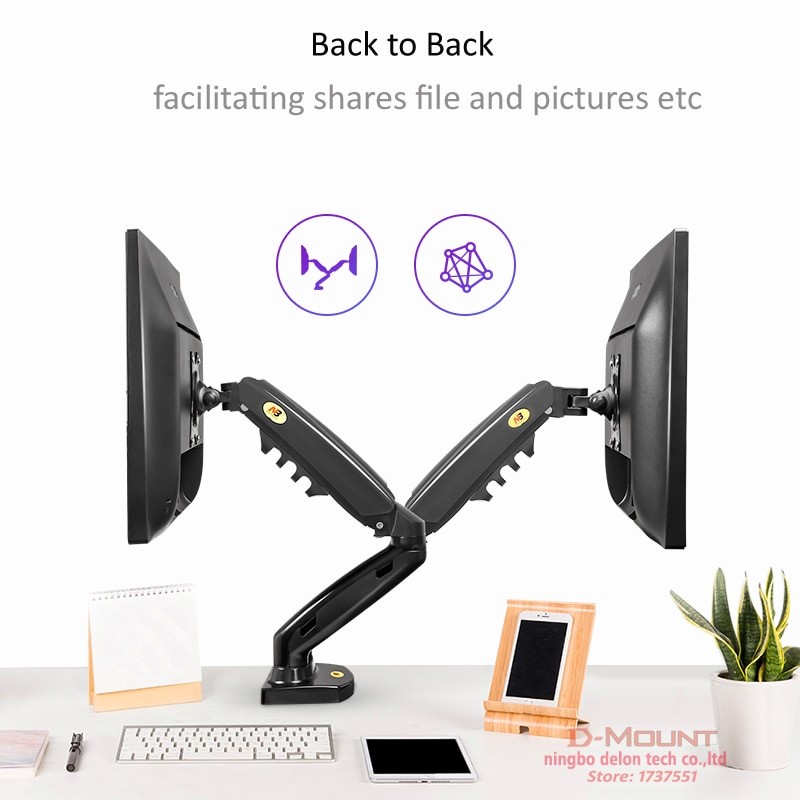 Giá đỡ 2 màn hình máy tính LCD nhập khẩu 17-27inch F160 tải trọng 9kg mỗi cánh tay, arm màn hình kép thông dụng nhất