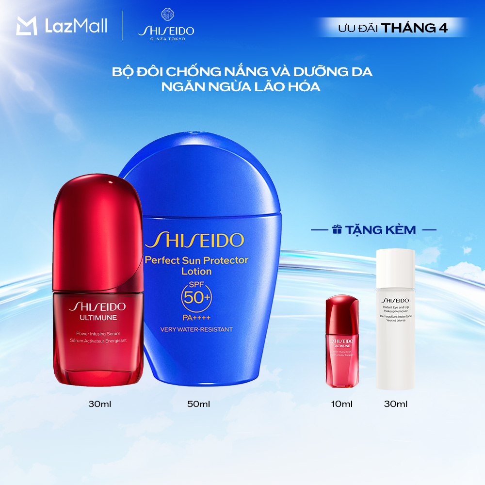 Combo Tinh chất Ultimune 4.0 Serum 30ml và Sữa chống nắng GSC Lotion 50ml Shiseido