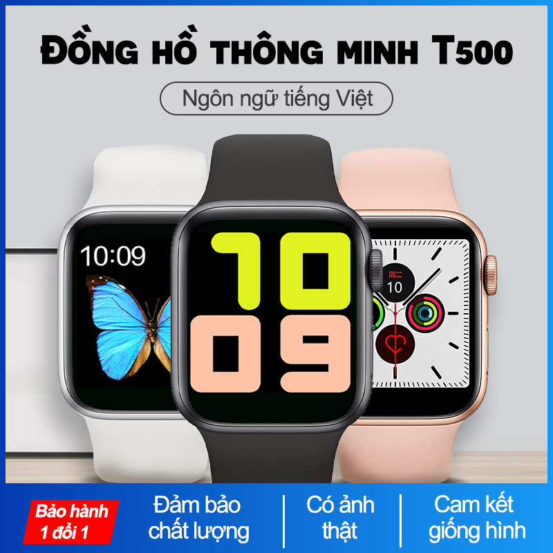 Đồng hồ thông minh T500, nghe gọi điện thoại, nghe nhạc, theo dõi sức khỏe, nhịp tim, có tiếng Việt, bảo hành 1 đổi 1