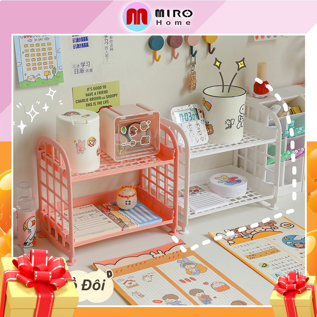 Kệ nhựa mini đựng mỹ phẩm 2 tầng ,để đồ nhà bếp ,phòng tắm đa năng tiện lợi