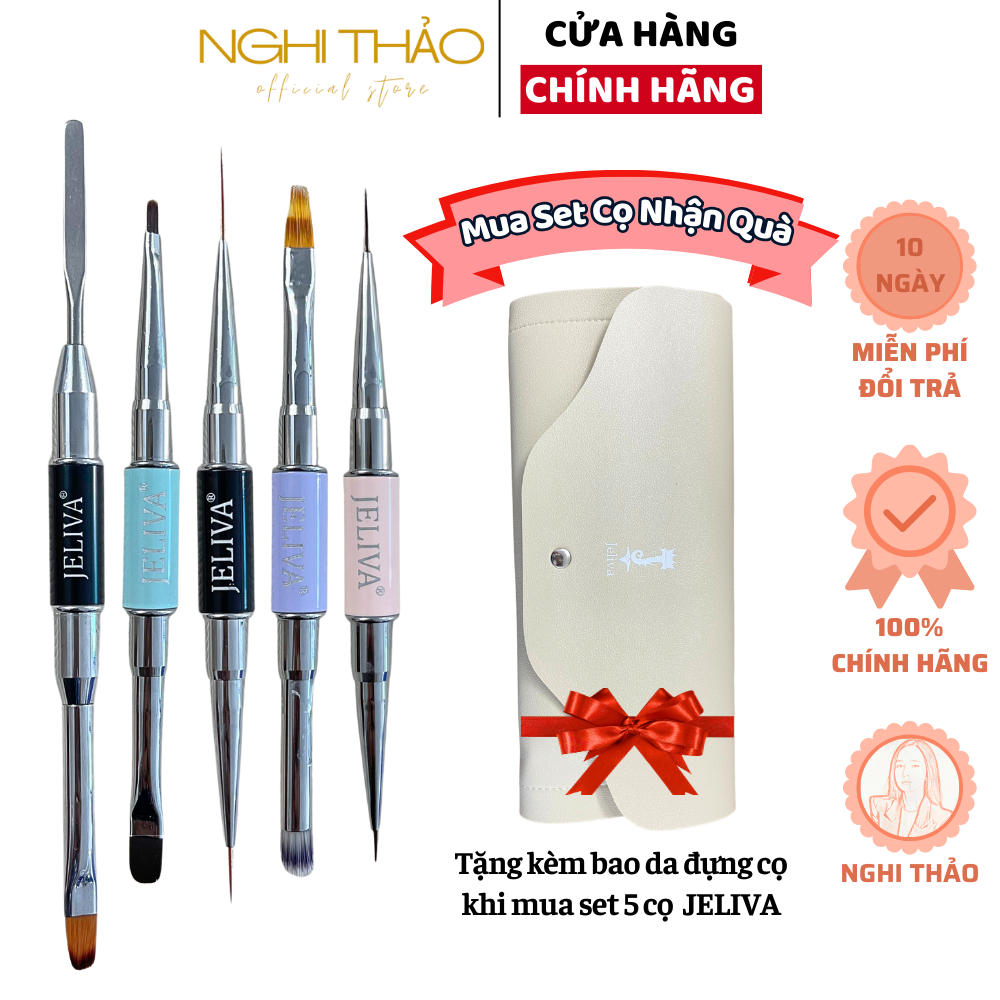 Bộ cọ nail 5 cây 2 đầu jeliva cao cấp nghi thảo
