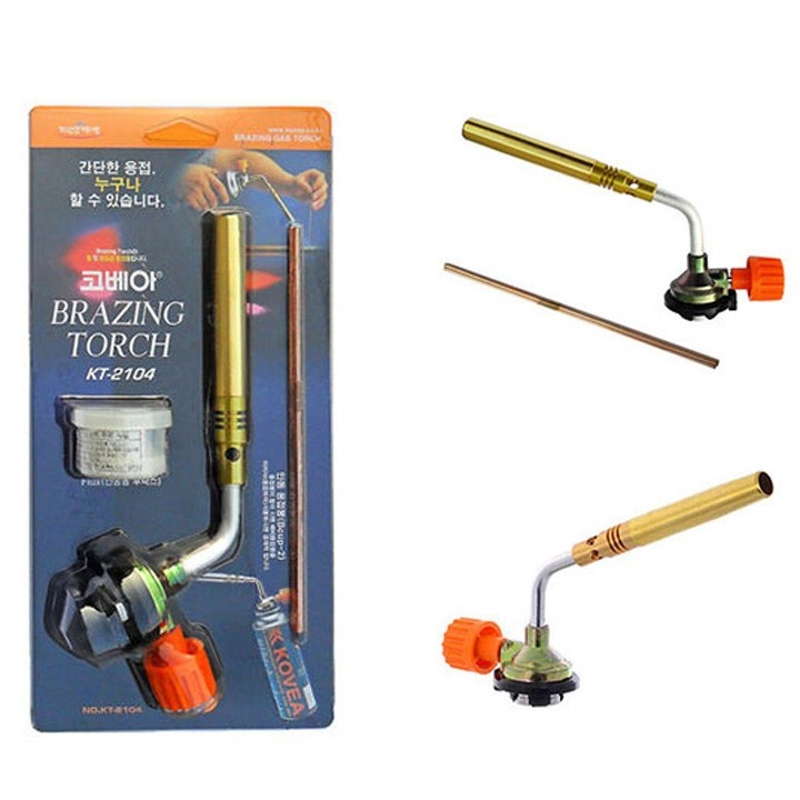 Đèn Khò Hàn ống đồng Kt-2104 + TẶNG kèm bột Hàn, Que Hàn Cao Cấp Sử dụng bình gas mini - Đầu khò gas cầm tay