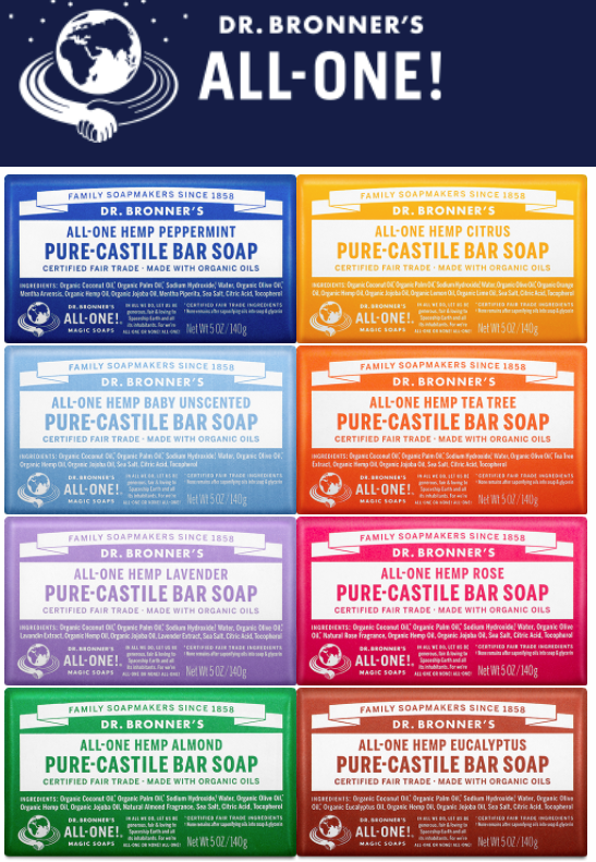 [HCM]Xà phòng thanh hữu cơ DR-BRONNERS All-one-Hemp-Pure-Castile-Bar-Soap