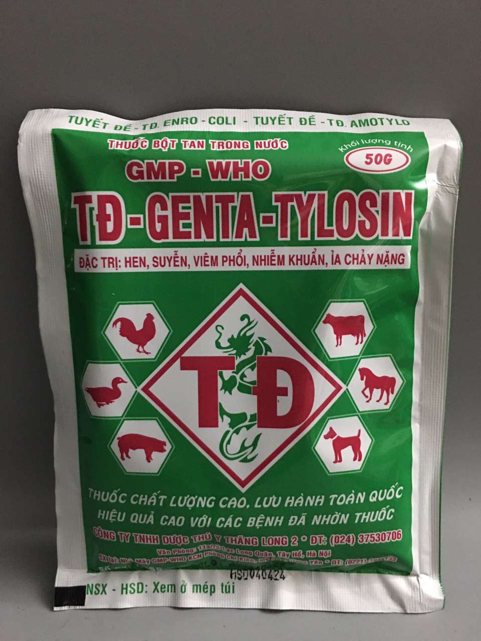 Genta tylosin/ Gentatylosin (50gam-TĐ) hen khẹc, dùng cho chó, mèo, gia súc, gia cầm