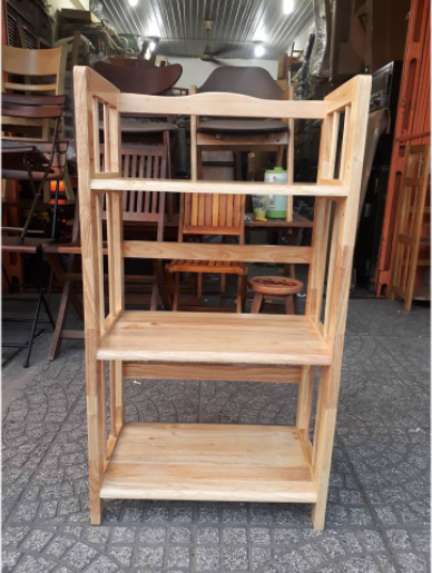 Kệ sách gỗ 3 tầng ngang 50cm gỗ tự nhiên kệ đa năng lắp ráp