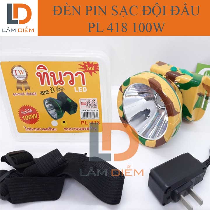 Đèn pin sạc đeo đầu led siêu sáng 100w PL 418