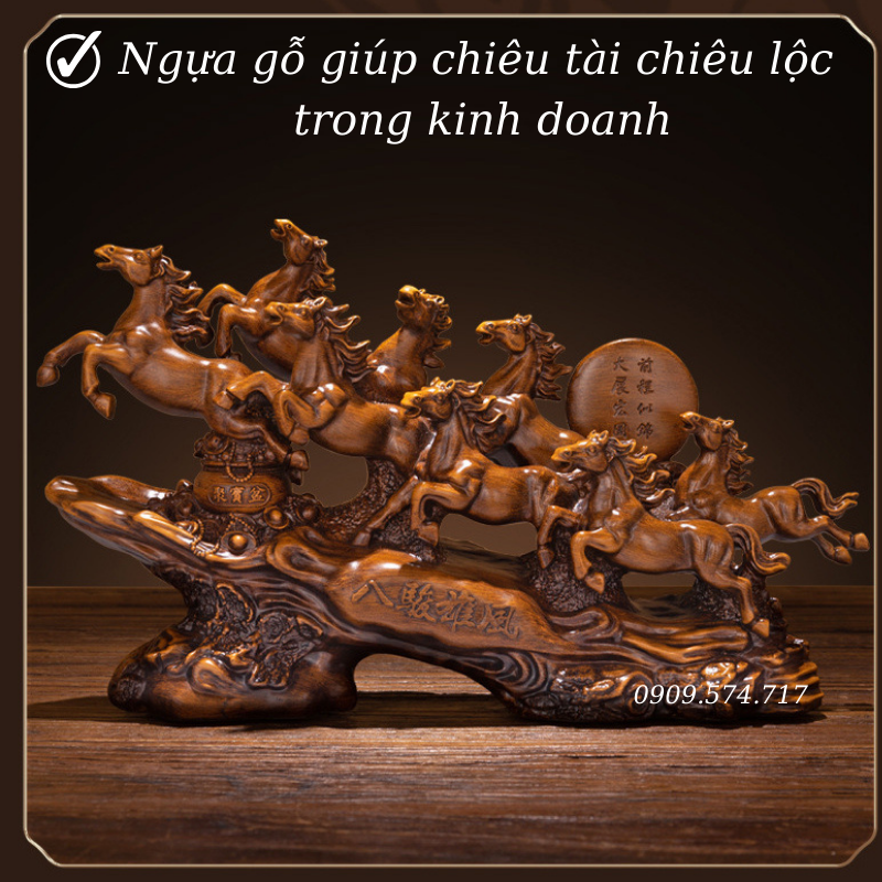 Tượng ngựa bát mã thành công, quà tân gia, khai trương, qùa tặng sếp, vật phẩm phong thủy, trang trí phòng khách, decor