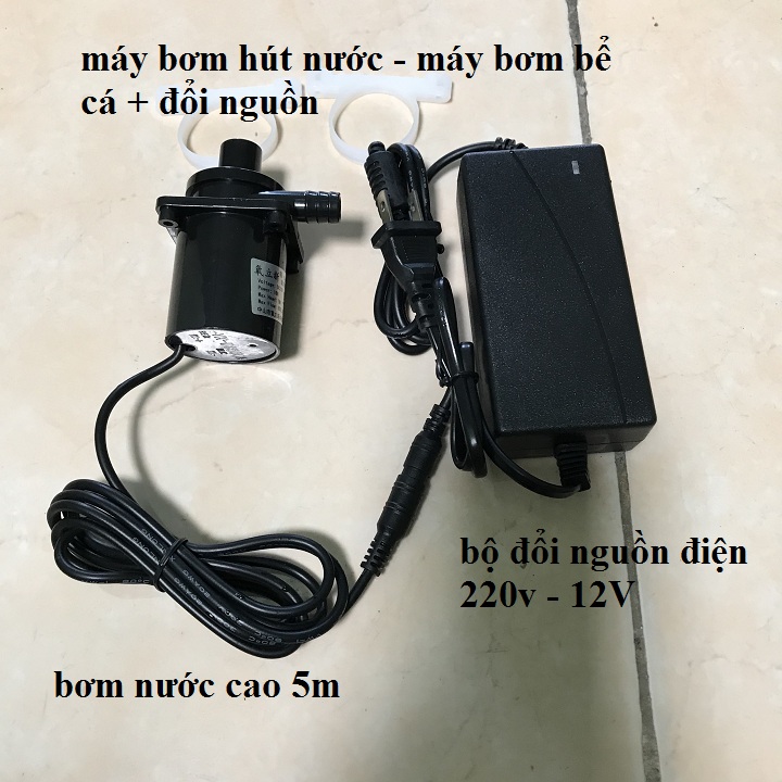 Máy chìm 12v bơm nước,bơm bể cá - máy bơm chìm 12V kèm nguồn 12v5a